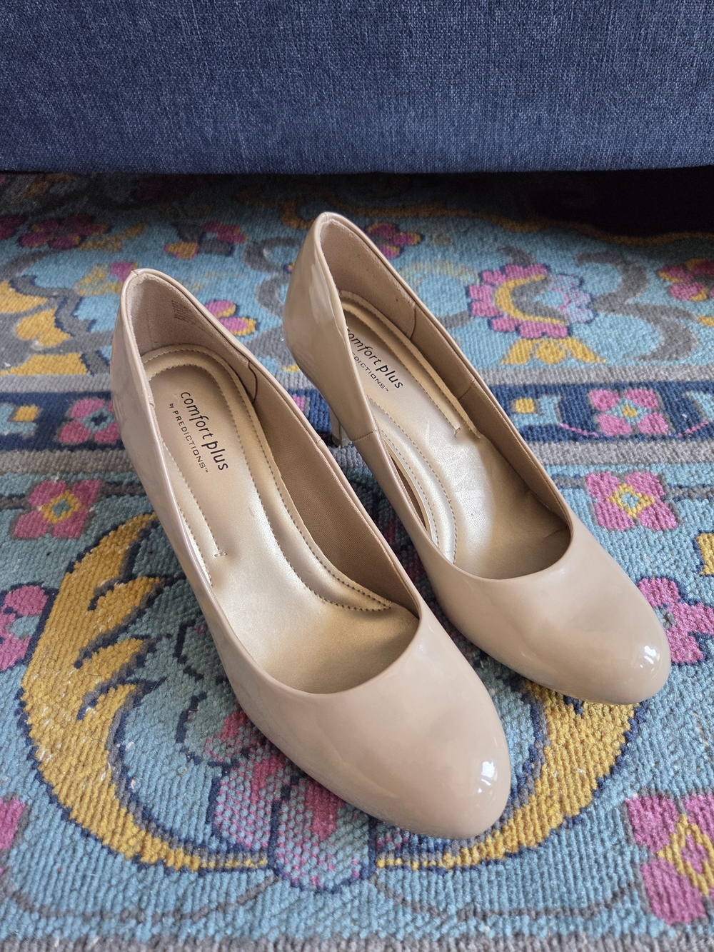 comfort plus by Predictions Nude Patent Round-Toe Pumps
